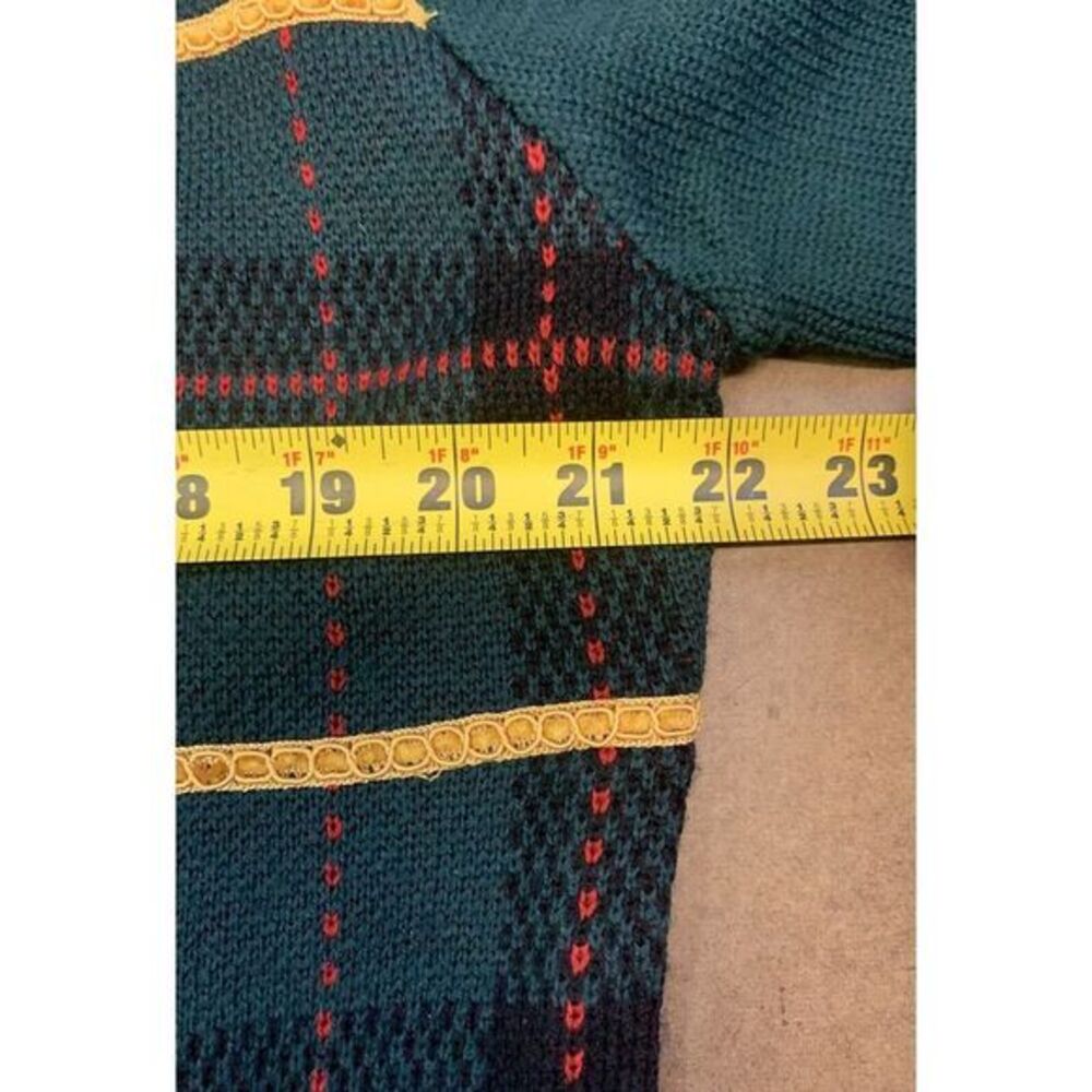 Women's XL Pendleton Wool Blend Plaid Green & Red Holiday Christmas Cardigan VTG - Picture 4 of 6